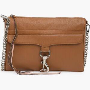 Rebecca Minkoff MAC Tan Leather Crossbody Bag with Chain Strap Silver Hardware